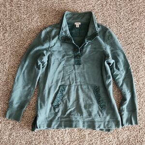 L.L. Bean Sea Green Cowl Neck Sweater